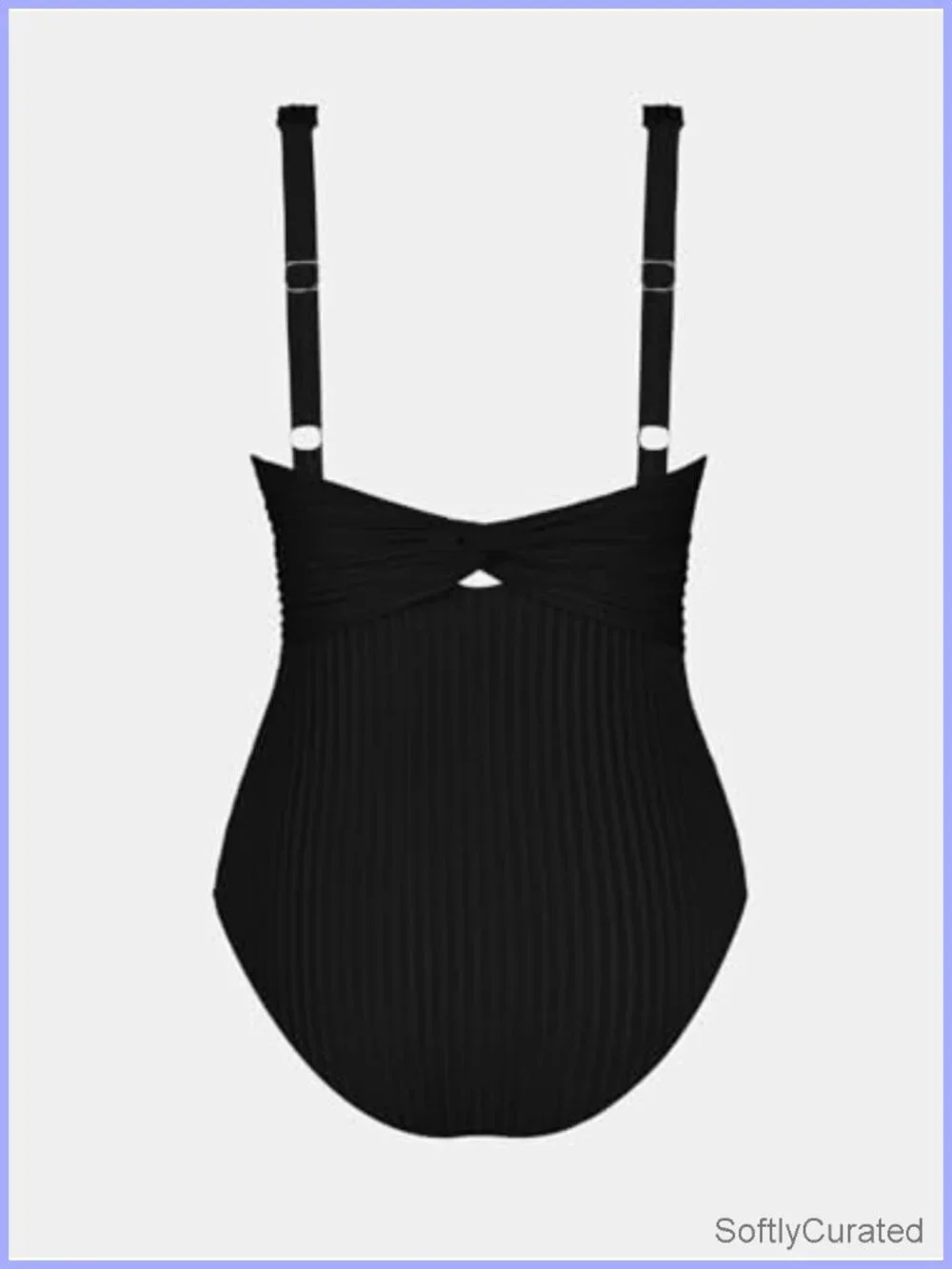Wide Strap V-Neck Ruched One Piece Swimsuit with Twist Back